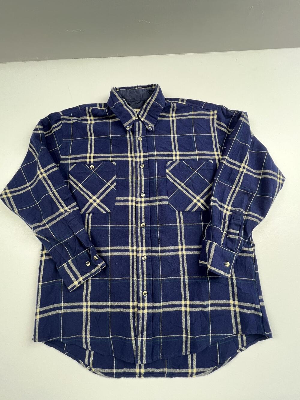 G2000 Shirt Mens XL Blue Plaid Flannel Lined Button Front Casual Winter